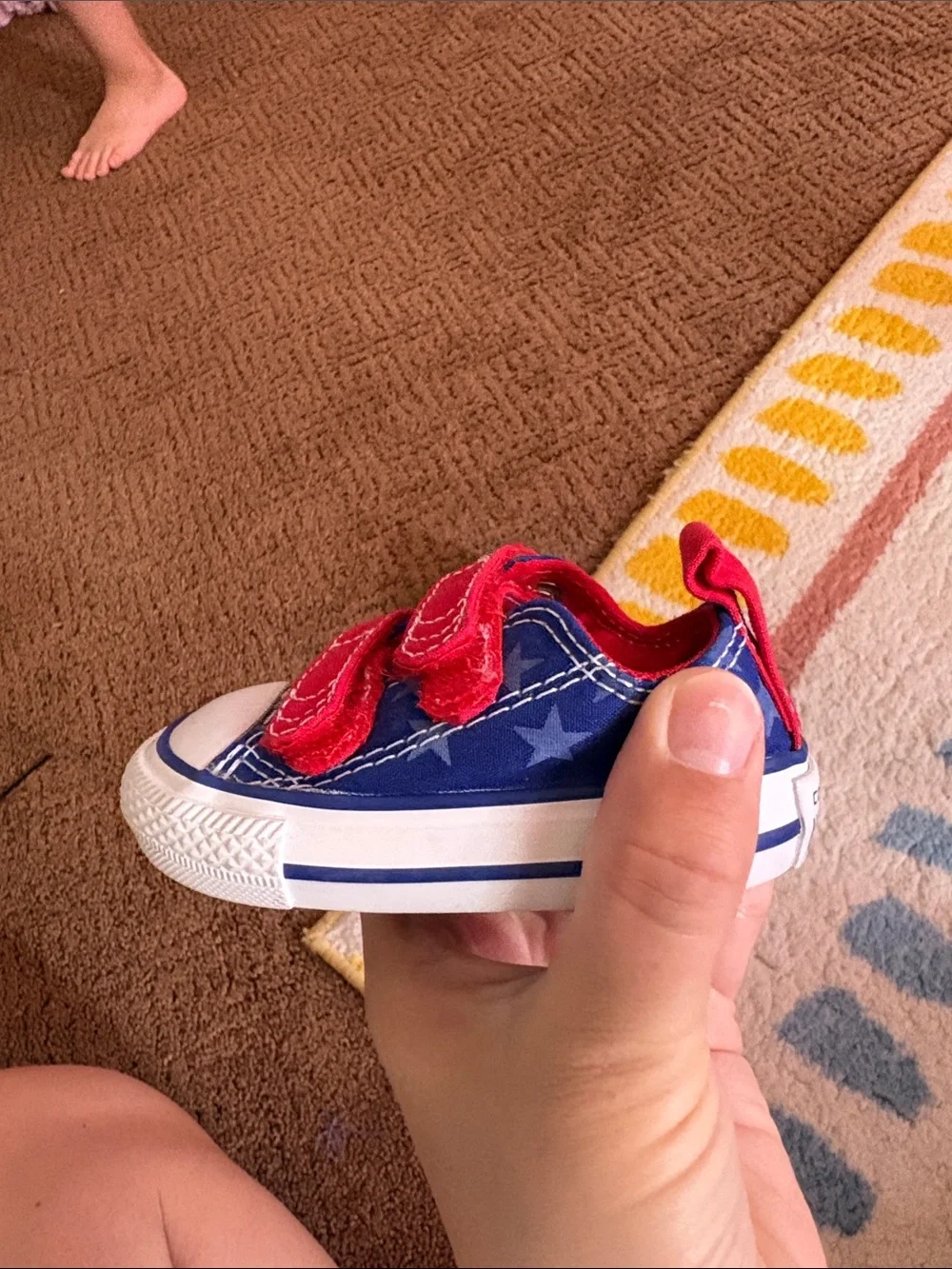 Converse Kids Blue Canvas Sneakers with Red Straps